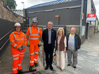 Councillor Paul Cassidy is pictured, centre, with representatives from Network Rail and Port Glasgow West Community Council at the new entrance to Port Glasgow Train Station.